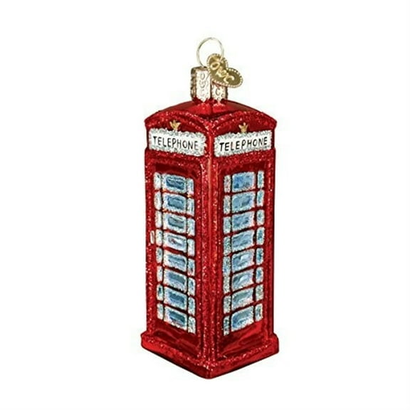 Old World Christmas Blown Glass Ornament for Christmas Tree, English Phone Booth