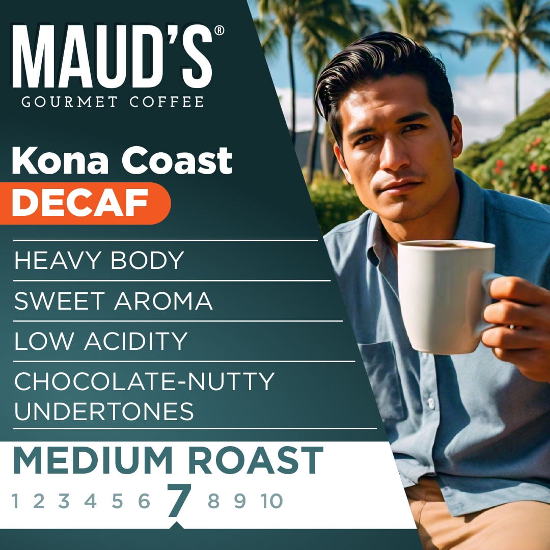 Maud's Decaf Kona Coffee Pods,100 ct, Decaffeinated Medium Roast Coffee in Single Serve Pods – 100% Arabica Beans, Compatible with Keurig K Cups Maker