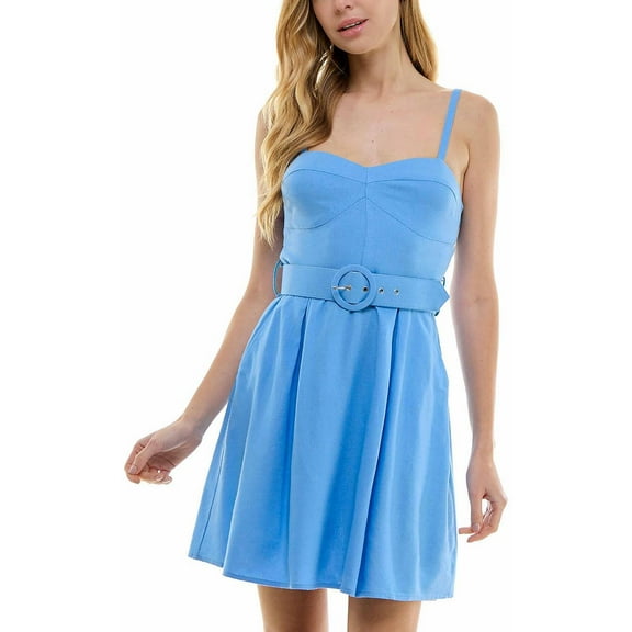 City Studio Womens Juniors Linen Blend Short Mini Dress