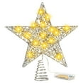 thumbnail image 6 of SDJMa Christmas Tree Topper, Gold Christmas Tree Star with 15 LED Lights, 10" Lighted Double-Sided Hollow Star Tree Topper, Christmas Decorations for Trees, Christmas Tree Ornament, Party Decoration, 6 of 7