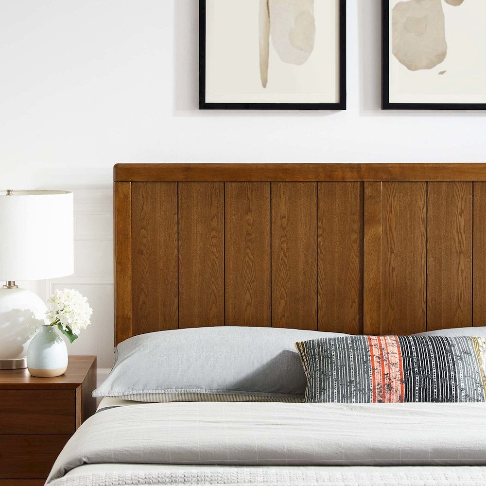 Modway Robbie Full Modern Rubberwood and MDF Headboard in Walnut