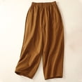 thumbnail image 2 of Timegard Womens Crop Pants Elastic Waist Solid Color Comfy Travel Fall Casual Loose Pants with Pockets, 2 of 7