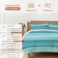 thumbnail image 6 of 3 Piece Teal Turquoise Aqua Ombre Duvet Cover Set Twin Size,Microfiber Comforter/Quilt Cover with Corner Ties and 2 Pillowcases,Contemporary Abstract Lines All Season Soft Bedding with Zipper Closure, 6 of 8