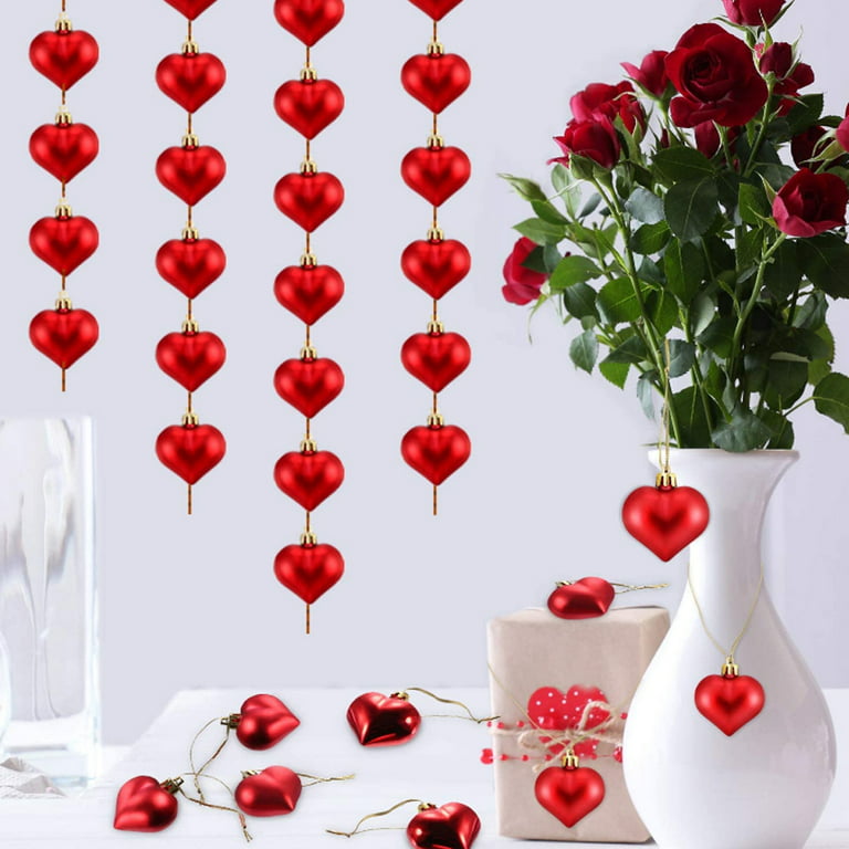 Liitrton 15 PCS Heart Shaped Decorations for Christmas Tree Party Decor  Valentine's Day Hanging Ornaments (Red)