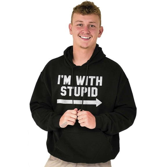 I'm With Stupid Classic Rude Insult Unisex Plus Fleece Graphic Hoodie Brisco Brands 2X