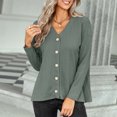thumbnail image 2 of Tops sólidos de manga larga de ocio con cuello en V de otoño a la moda para mujer Fridja  czfsfas4878, 2 of 9