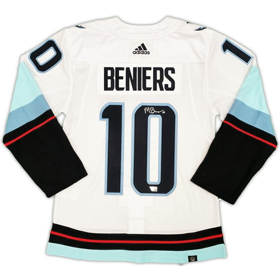 Seattle Kraken Matty Beniers Autographed White Adidas Authentic Jersey Size 44 Fanatics Holo 222020