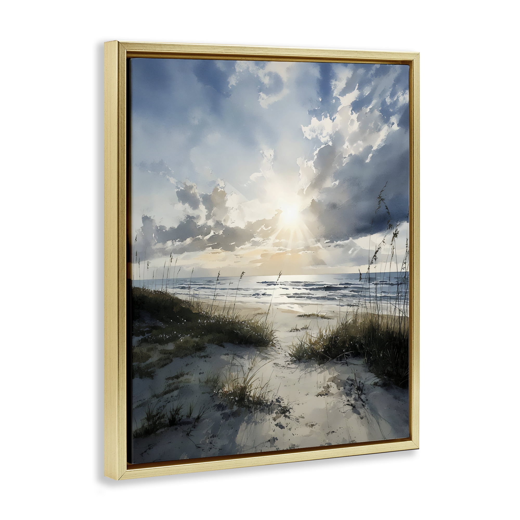 Stupell Industries Sunshine On The Beach Gold Framed Floater Canvas Wall Art, design by Franklyn Gregory