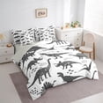 thumbnail image 3 of Homewish Wild Dinsaur 7pcs Bedding Comforter Set,Tropical Safari Animal Queen Bedding Sets,Gray White Queen Sheet Sets For Teens Boys,Super Cozy Room Decor Reversible, 3 of 8