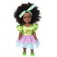 thumbnail image 2 of Cute Black Dolls 13.78 Inch American African Baby Girl Dolls Toys for Kids Aged 2 3 4 5 6 7 8 9 10 Years, Kawaii Soft Reborn Toy Doll, Life Size Birthday, 2 of 8