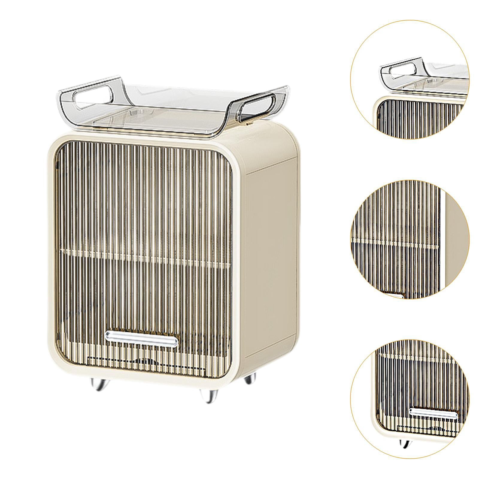 TISHITA Storage Bottle Storage Rack Removable Drain Tray Portable with Door Organizer Drying Rack for Bedroom Beige Tall