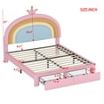 thumbnail image 3 of Sesslife Full Size Bed Frame with Velvet Rainbow Shape Headboard, Upholstered Platform Bed with 2 Storage Drawers for Girls, Wood Bed Frame with Strong Slats Support, No Box Spring Needed, Pink, 3 of 8