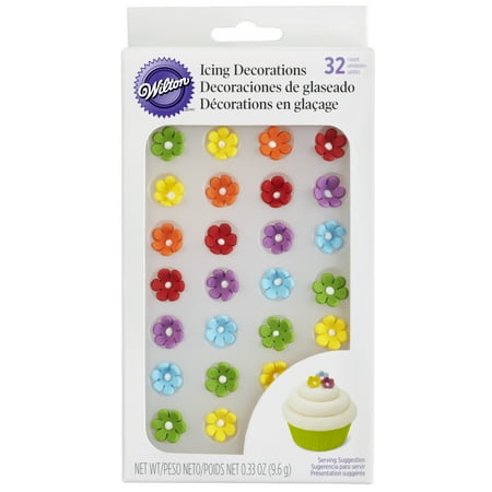 (2 pack) (2 Pack) Wilton Mini Daisy Icing Decorations, Multi-Color, 32ct