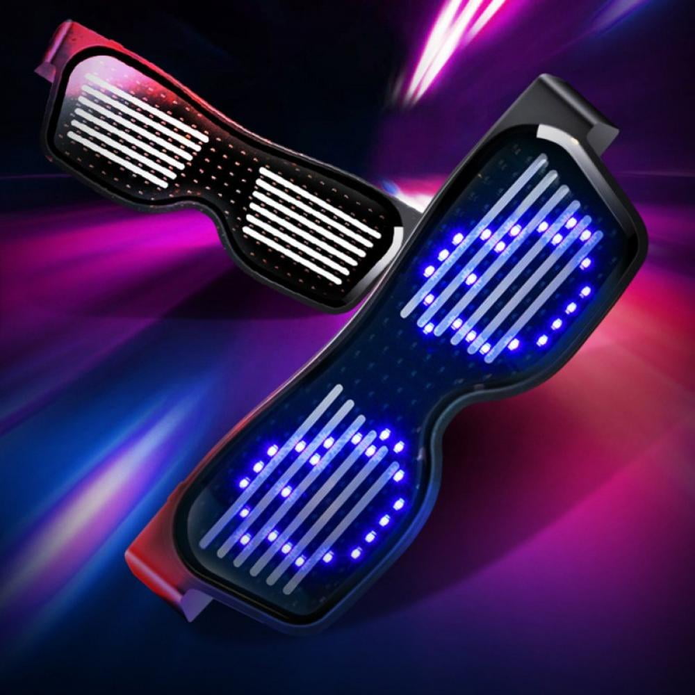 Customizable LED Glasses - Bluetooth App Control, Text/Picture/GIF Display, USB-C Charging, For Parties