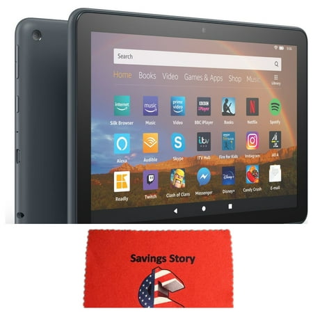 Fire_HD 8 Tablet (2022 Release), 8” HD Display, 32 gb, 2GB RAM, Black, Free Savings Story Cleaning Cloth, FireOS