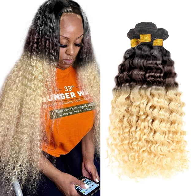 Hair Bundles CnumGunm T1B/4/613 Rubio, 66 cm, onda acuática