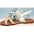 thumbnail image 3 of Kids' Slingback Flats Sandals White Floral Detail Woven Hemp Girls Fashion Shoes SIZE 9, 3 of 3