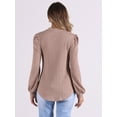 thumbnail image 3 of DARING DIVA Women's Puff Long Sleeve Casual Work Blouses XS Pink, 3 of 6