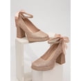 thumbnail image 3 of Fashion Party Style Autumn Shoes Pu Leather & Bow Knot & Thick Heel & Waterproof Platform Pumps For Women, High-heeled Shoes, 3 of 4