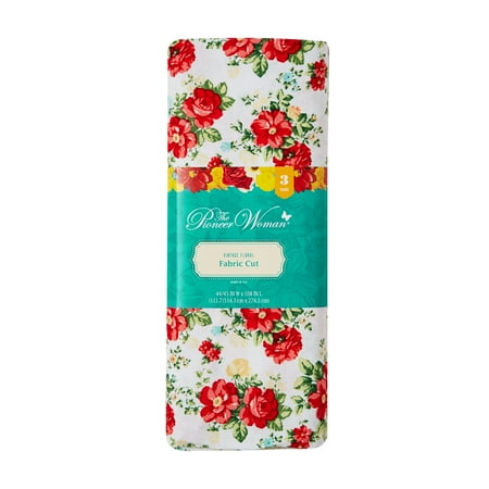 The Pioneer Woman 44" x 3 Yard 100% Cotton Vintage Floral White Precut Sewing & Craft Fabric, White