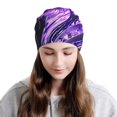 thumbnail image 2 of Rocae Purple Pattern White Tiger for Beanies Hats for Men Women Warm Chunky Knit Hats Winter Adult Milk Silk Knitted Beanie, 2 of 7