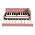 thumbnail image 5 of uhomepro Twin Size Daybeds with Trundle, Upholstered Twin Daybed Bed with Roll-Out Trundle, Sofa Daybed for Bedroom Living Room, No Box Spring Needed, Pink, 5 of 9