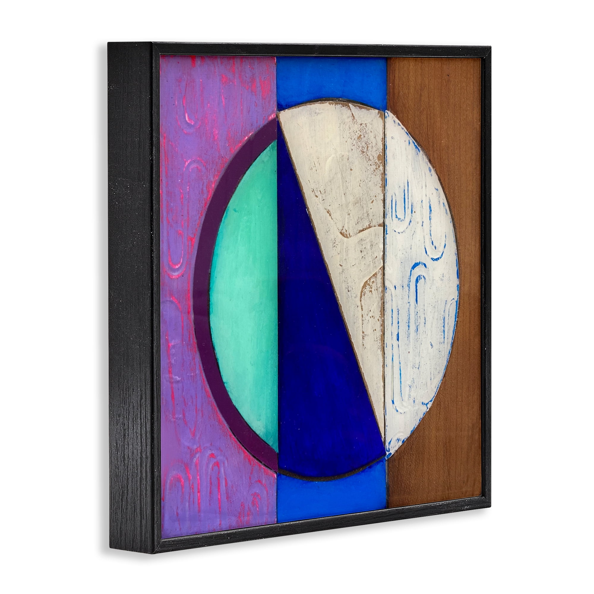 Stupell Industries Structured Blue & Purple Circle Black Framed Giclee Art, design by Matthew Finger