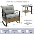 thumbnail image 2 of 3 Pieces Patio Furniture Set, CASEMIOL Outdoor Gliders Rocker, Wicker Patio Bistro Set with Rattan Rocking Chair for Porch Deck Backyard, Grey, 2 of 7