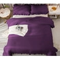 thumbnail image 6 of 5 Piece Luxury Vintage Ruffle Pattern Comforter By D.N.G. BEDDINGS Set Premium Super Soft, All Season, 800 Thread Count 100% Egyptian Cotton King/California King Size Plum Color, 6 of 8
