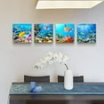 thumbnail image 4 of Bathroom Wall Decor Canvas wall art for living room Coral and Fish Modern Home Decor 4 Panels Stretched and Framed Ready to Hang blue Ocean Theme Sea Fish and sea Turtles undersea world Canvas Prints, 4 of 6
