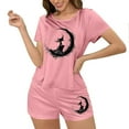 thumbnail image 4 of Elvqul Pajamas for Women Two Piece Loungewear Pink Soft Tops and Shorts Short Sleeve Juniors Pajama Set Graphic, 4 of 7