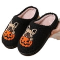 thumbnail image 3 of GrmtClth Halloween Themed Puppy Pumpkin Graphic Plush Slippers Women Warm Soft Indoor Slip On House Slipper For Daily Wear Black 40(US/8), 3 of 6