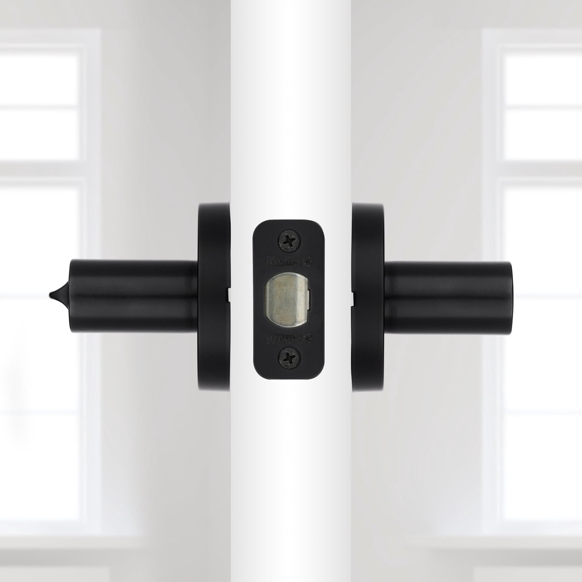 Kwikset Milan Round Keyed Entry Lever Doorknob with Smartkey Matte Black