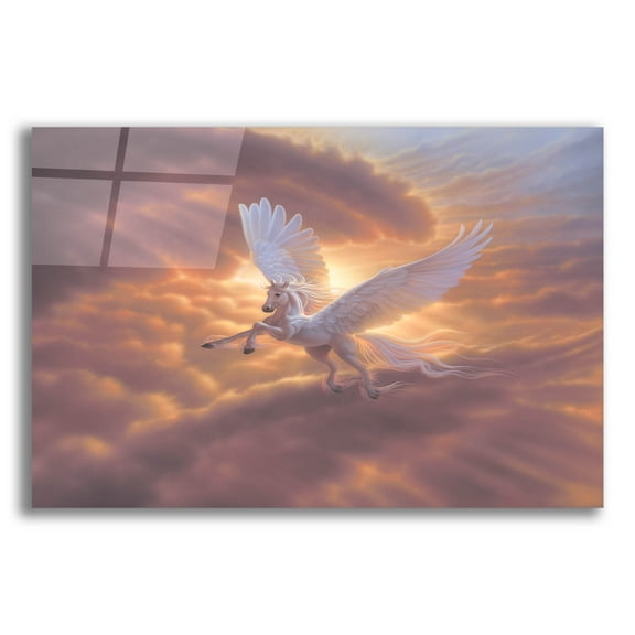Epic Art 'Pegasus, Spirit Of The Sky 2' by Kirk Reinert, Acrylic Glass Wall Art, 24"x16"