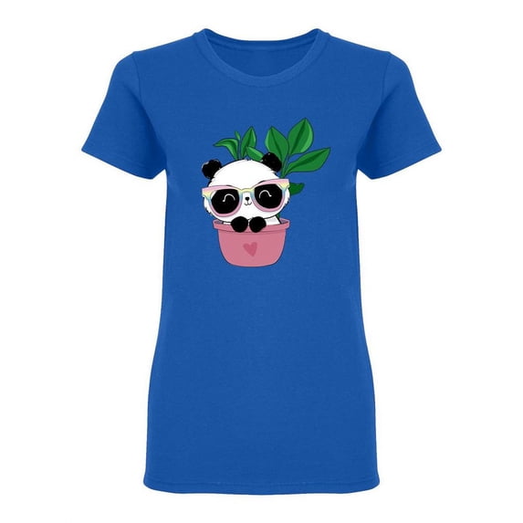 Cute Panda Bear With Glasses Shaped T-Shirt Women -Image by Shutterstock, Female x-Large