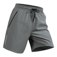thumbnail image 2 of Domuza Mens Athletic Gym Shorts Utra-Light Quick Dry Running Workout Basketball Shorts with Zipper Pockets Sports Tennis Gray L, 2 of 6