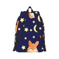 thumbnail image 3 of Daiia Corgi Lying With Moons And Stars Vintage Canvas Backpack for Men and Women ,Hiking Backpack,Travel Laptop Bag for School,Large Capacity Backpack, 3 of 8