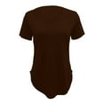 thumbnail image 4 of Dyfzdhu V Neck T Shirts for Women Short Sleeve Loose Fit Summer Tops Basic Tee Casual Plain Tshirt S-5XL Brown, 4 of 4