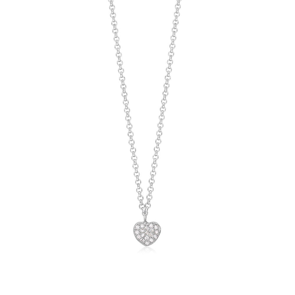 Ritastephens Sterling Silver & Diamond Heart Charm Pendant Necklace 18 Inches 0.06ct