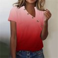 thumbnail image 2 of Jalioing Womens Plus Size Top Summer Casual T Shirt Gradient Color Button V-Neck Loose Tops, 2 of 5