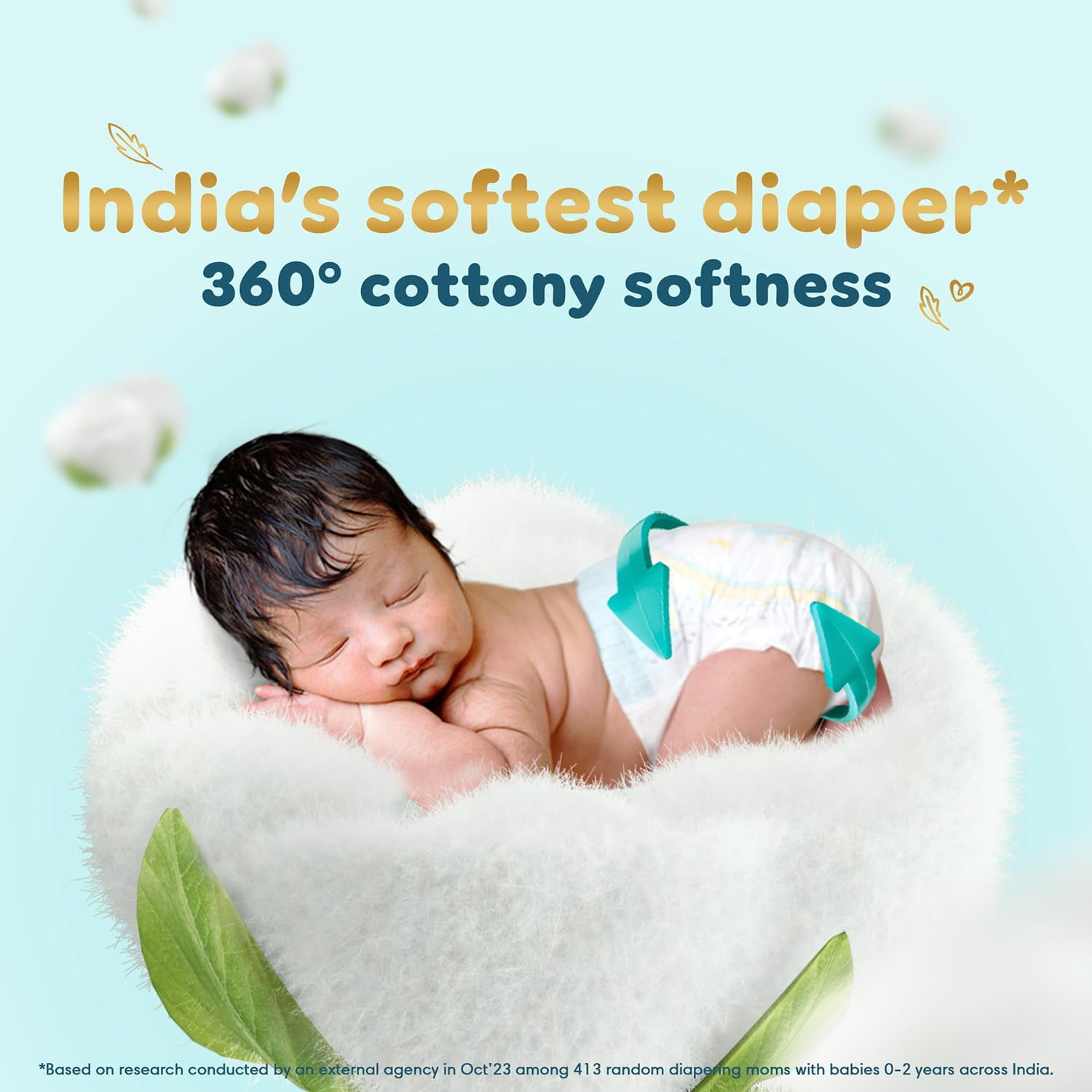 Pampers New Born Baby Diapers Pant Style 70 Count 4-6kg Cottony Softness