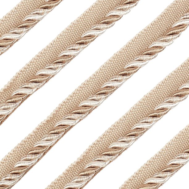 13,7 yardas de cordón trenzado con borde trenzado, cinta de cordón trenzado de poliéster de 16 mm, adorno de cuerda para decoración del hogar, tapicería, cortina, alzapaños, blanco antiguo