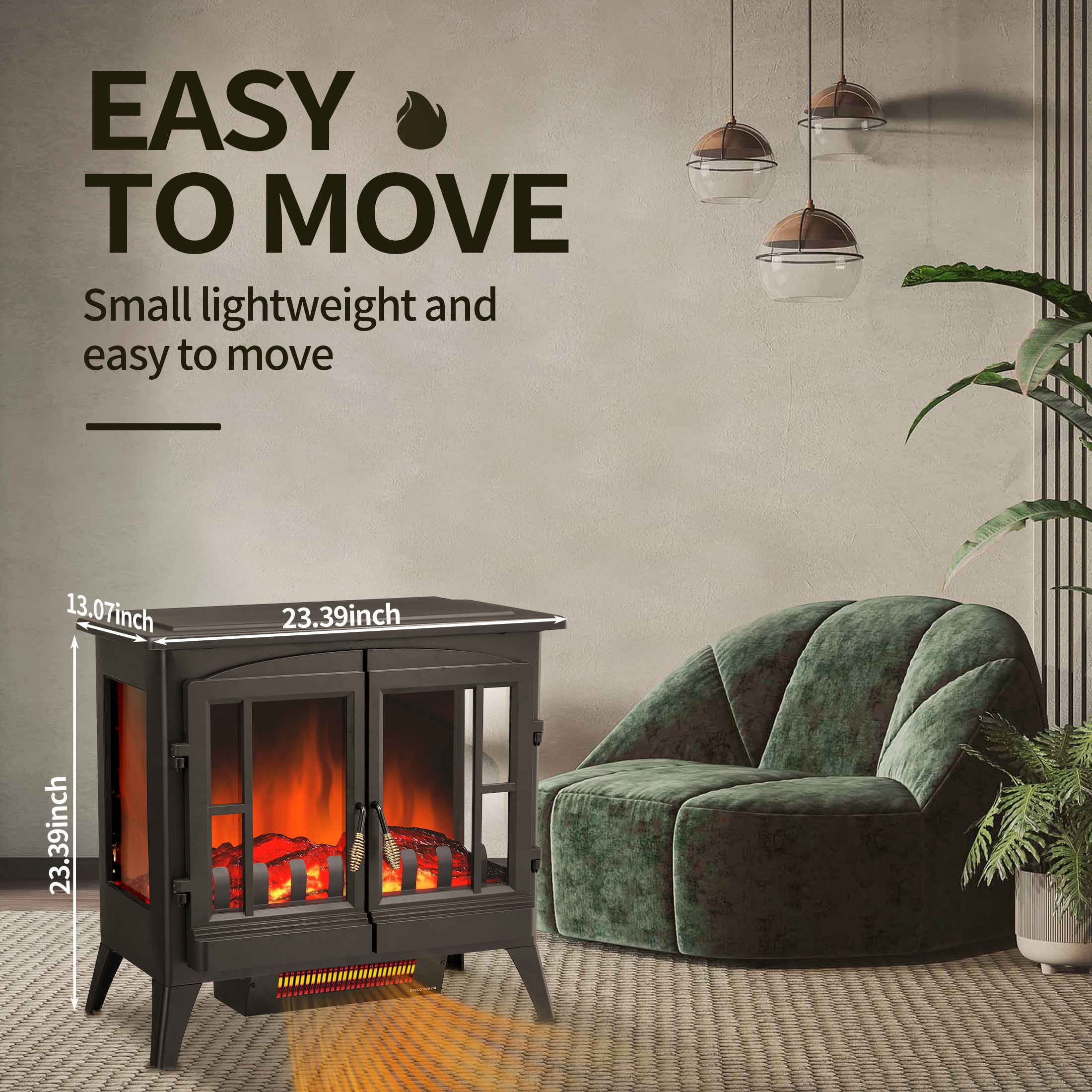 Auseo Electric Fireplace Infrared Stove Heater, 23 Freestanding Fireplace  Heater, 3D Realistic Flame Effects, Adjustable Brightness and Heating Mode,  Overheating Safe Design, 1000W/1500W, Black - Walmart.com