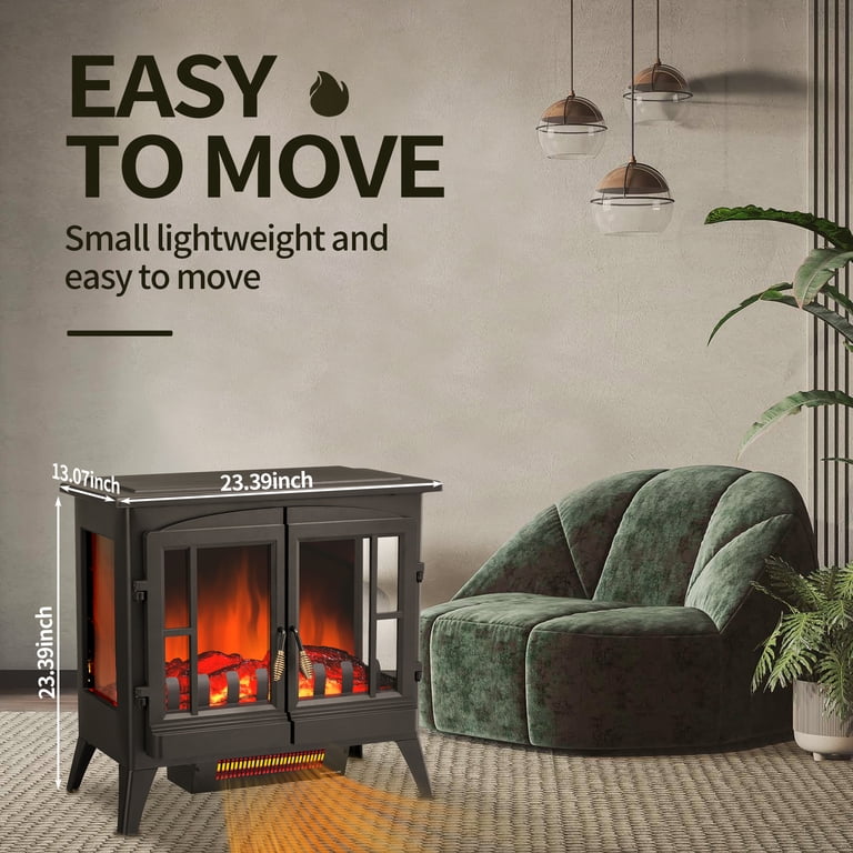 Auseo Electric Fireplace Infrared Stove Heater, 23 Freestanding Fireplace  Heater, 3D Realistic Flame Effects, Adjustable Brightness and Heating Mode,  Overheating Safe Design, 1000W/1500W, Black - Walmart.com