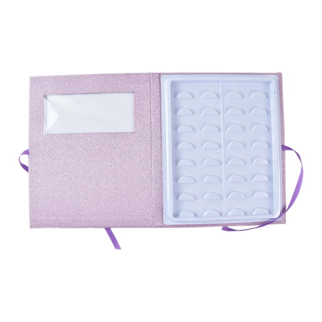 Organizador de pestañas postizas para 16 pares, ideal para maquillaje de mujer. Púrpura