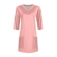 thumbnail image 6 of DENGDENG 3/4 Sleeve Women's Tunic Summer V Neck Long Shirts To Wear with Leggings Holiday Loose Fit T Shirts Trendy Comfy Blouse Pink M, 6 of 7