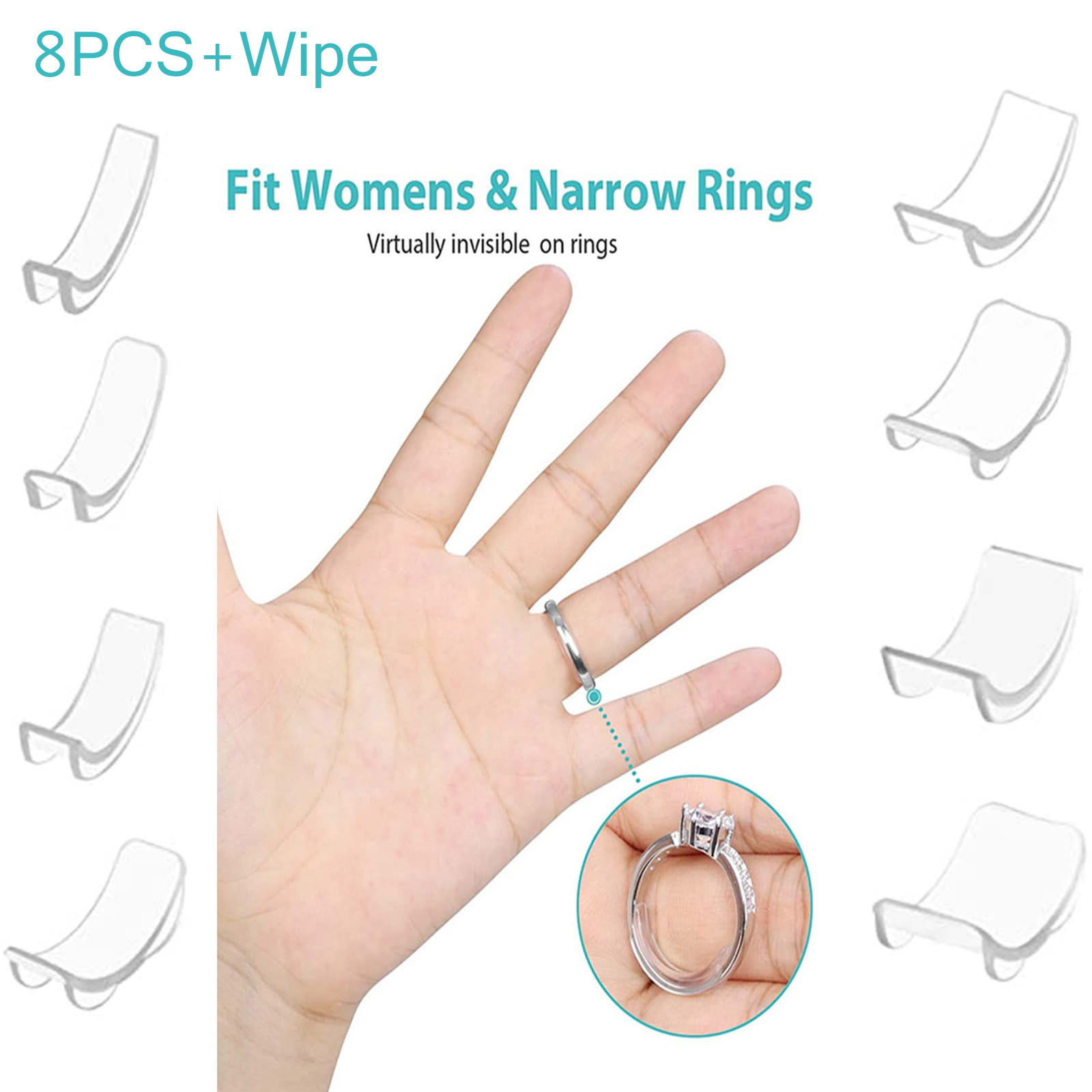Ring Re-sizer 8 Sizes/Set Invisible Ring Size Adjuster Silicone Reducer  Mode ~'