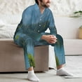 thumbnail image 5 of Wukai Majestic Deer Mountain Lake Men's Long-Sleeve Pajama Set - Comfortable Sleepwear with Button-Down Shirt and Pants-Medium, 5 of 6