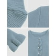thumbnail image 2 of Women'S Cropped Cardigan Sweater Trendy Crewneck Ruffle Long Sleeve Button Down Knitwear Tops Blue S, 2 of 4