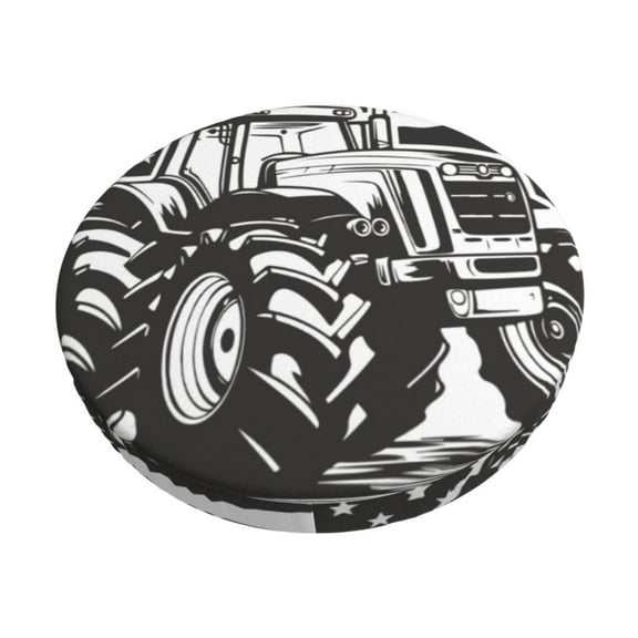 Rateoe American Tractor Pattern Round Bar Stool Seat Covers,Washable Stool Cushion Slipcover Elastic Bar Chair Covers for 12-14 Inch Chair-12 inch